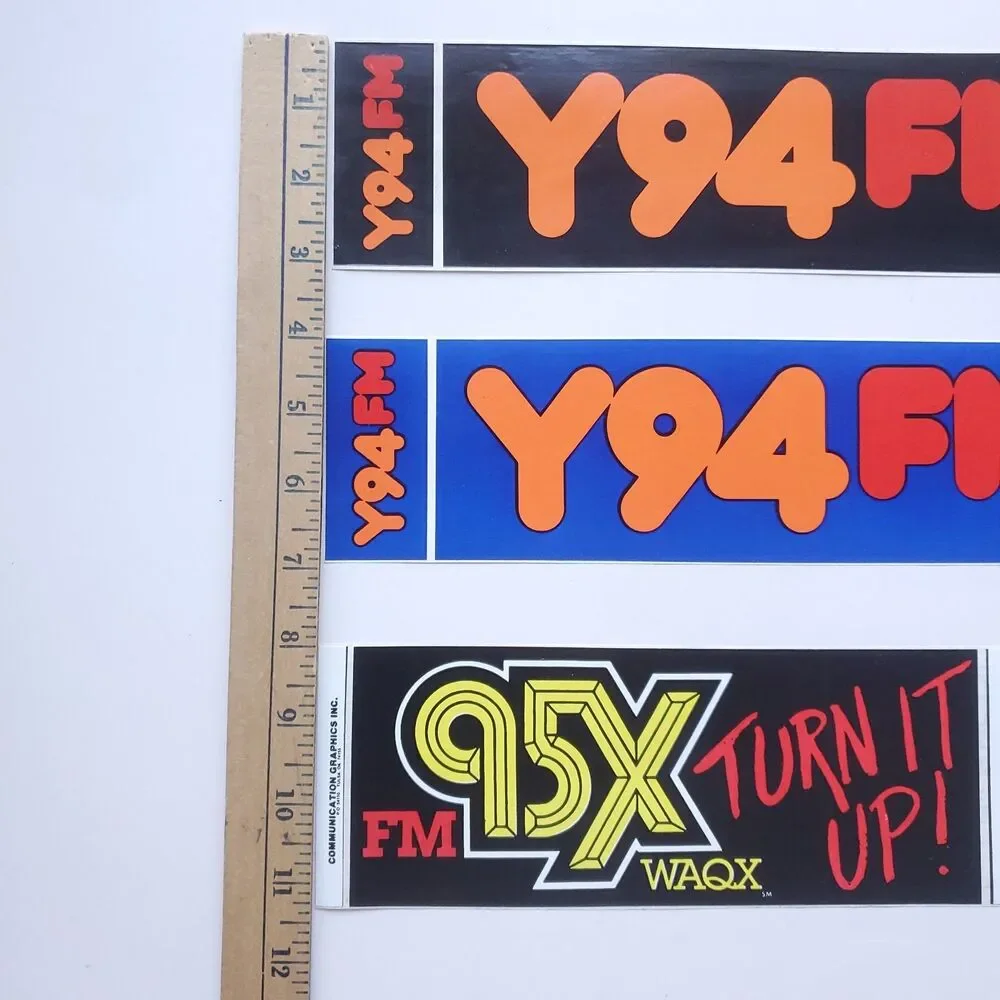 Y94 95X FM Radio Station Vintage 80s Bumper Sticker Lot of 3 Decal Central NY